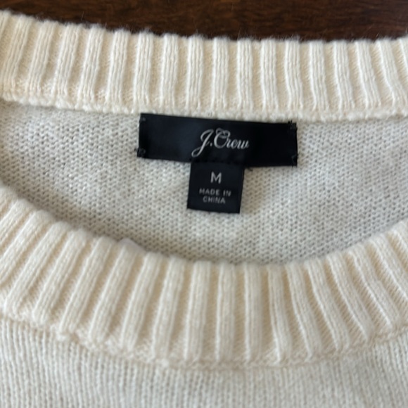 NWT J Crew Ivory wool blend sweater with rhinestone jewels detail - Picture 3 of 10